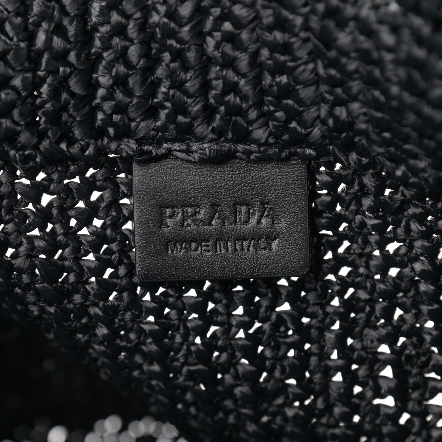 Prada Yarn Raffia Effect Crochet Small Logo Tote Black 5 of 10