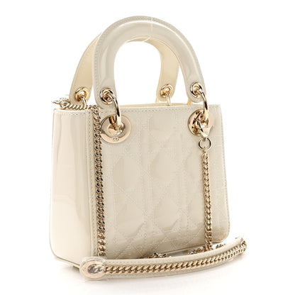 Christian Dior Patent Cannage Mini Lady Dior Ivory 3 of 9