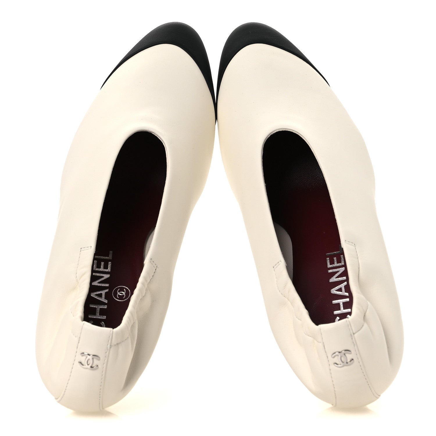 Chanel Lambskin Pumps 36.5 Ivory Black 2 of 11