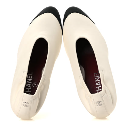 Chanel Lambskin Pumps 36.5 Ivory Black 2 of 11
