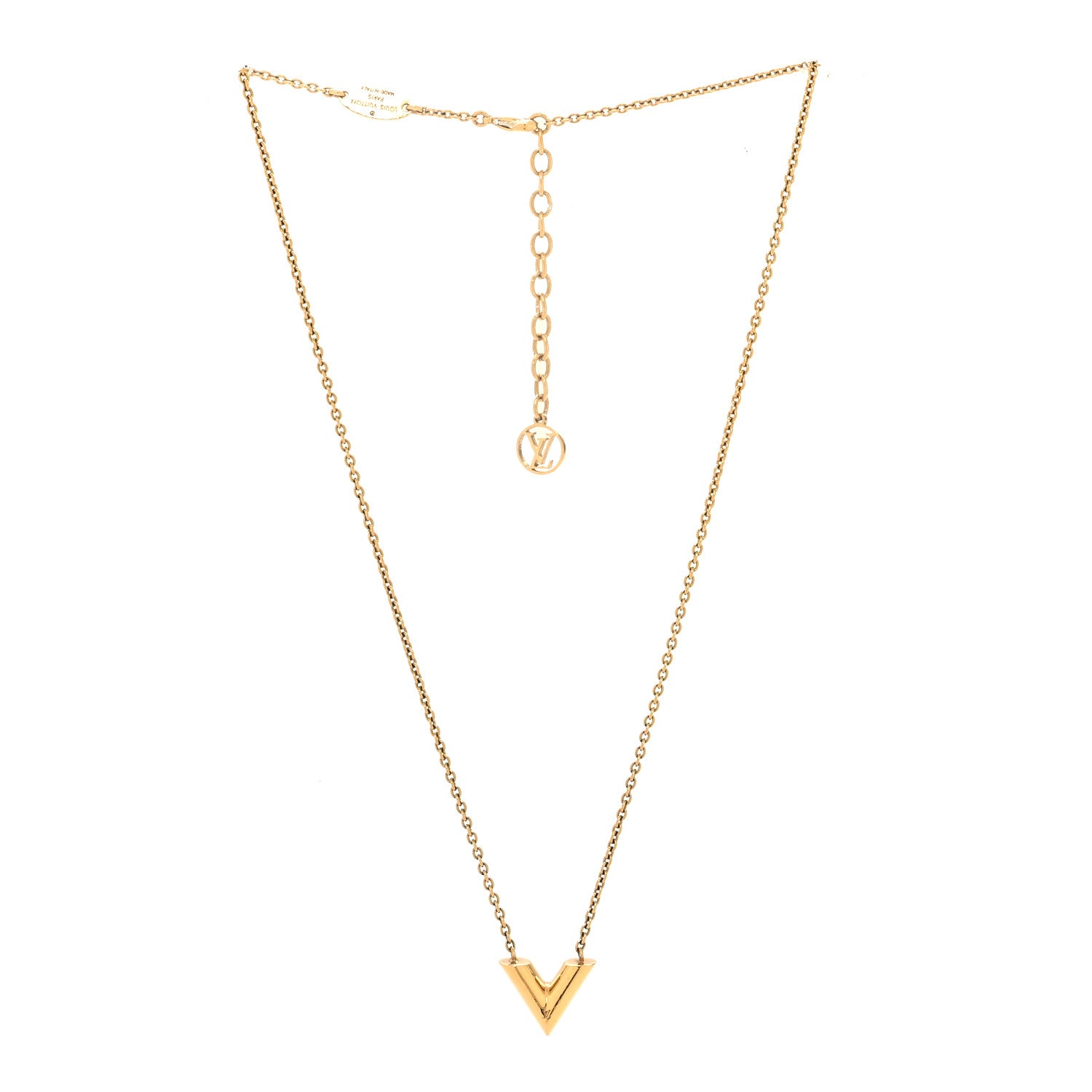 Louis Vuitton Essential V Necklace Gold 3 of 6