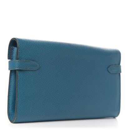 Hermes Epsom Kelly Longue Wallet Bleu Izmir 3 of 8