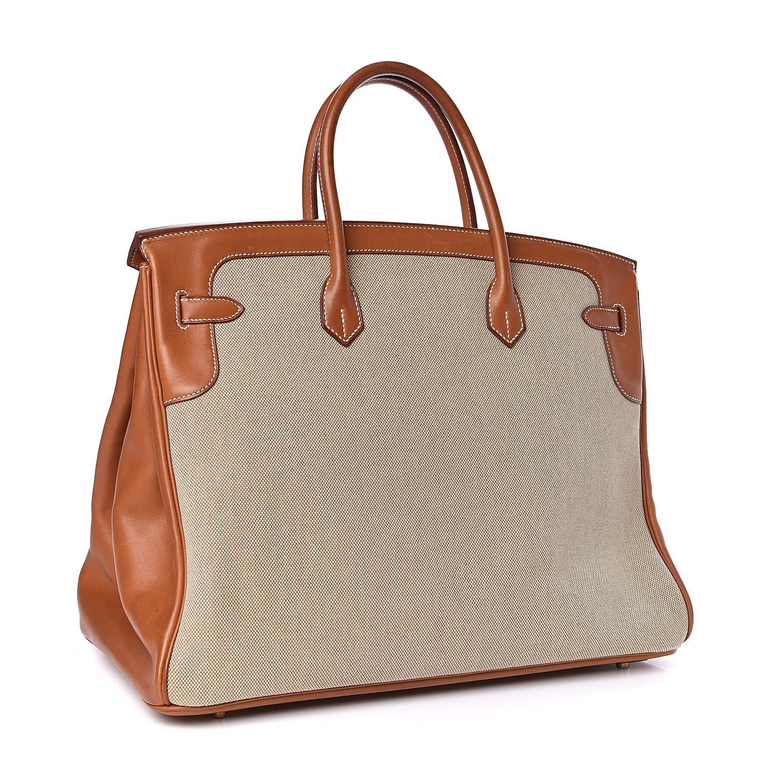 Hermes Toile Natural Barenia Flag Birkin 40 Fauve 3 of 33