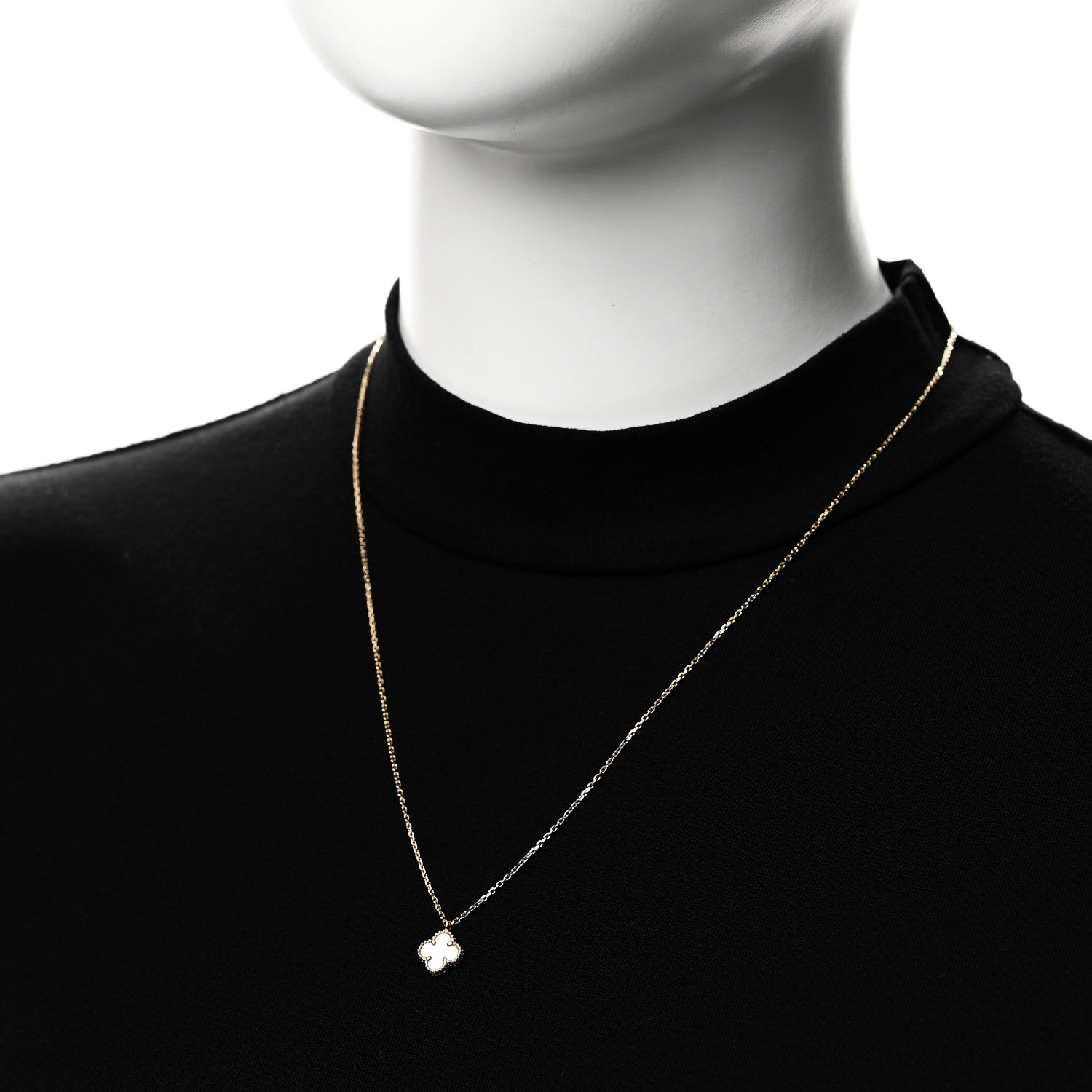 Van Cleef & Arpels 18K Yellow Gold Mother of Pearl Sweet Alhambra Pendant Necklace 2 of 6