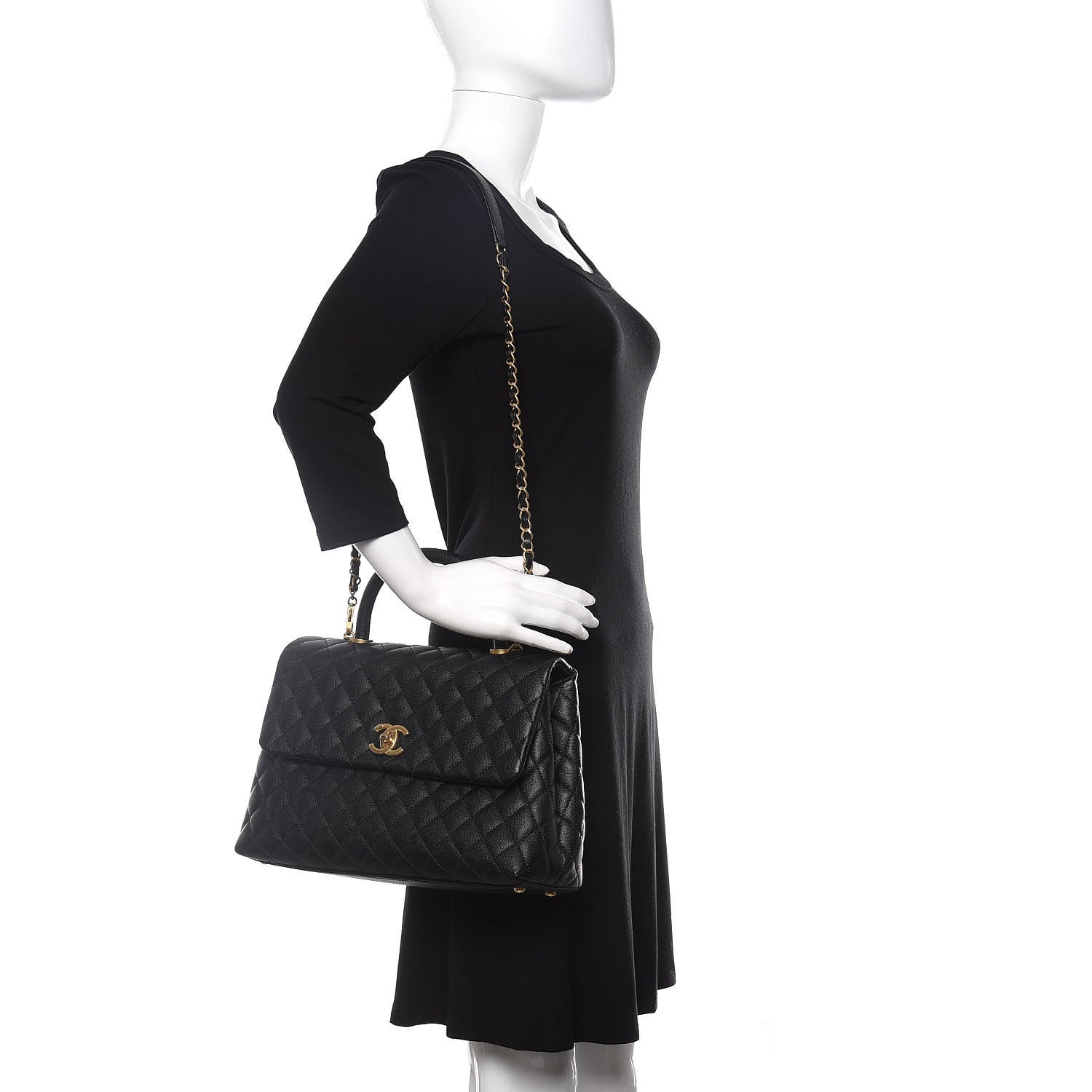 Chanel Caviar Quilted Medium Coco Handle Flap Black 2 of 10