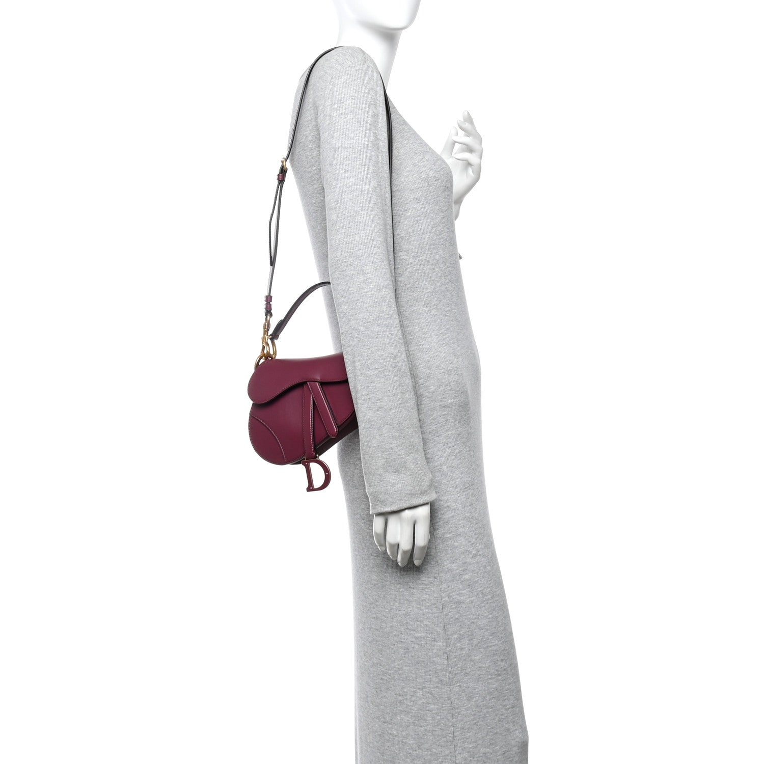 CHRISTIAN DIOR スモール Christian Dior Supple Calfskin Mini Saddle Bag With Strap Purple
