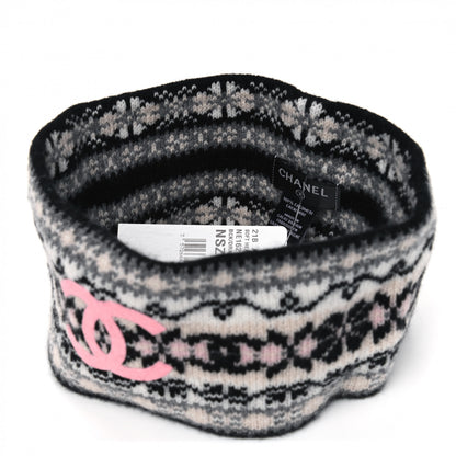 Chanel Cashmere CC Headband Black Dark Grey Ecru Pink 3 of 3