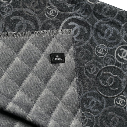 Chanel Cashmere Quilted Print CC Scarf Grey Multicolor 4 of 5