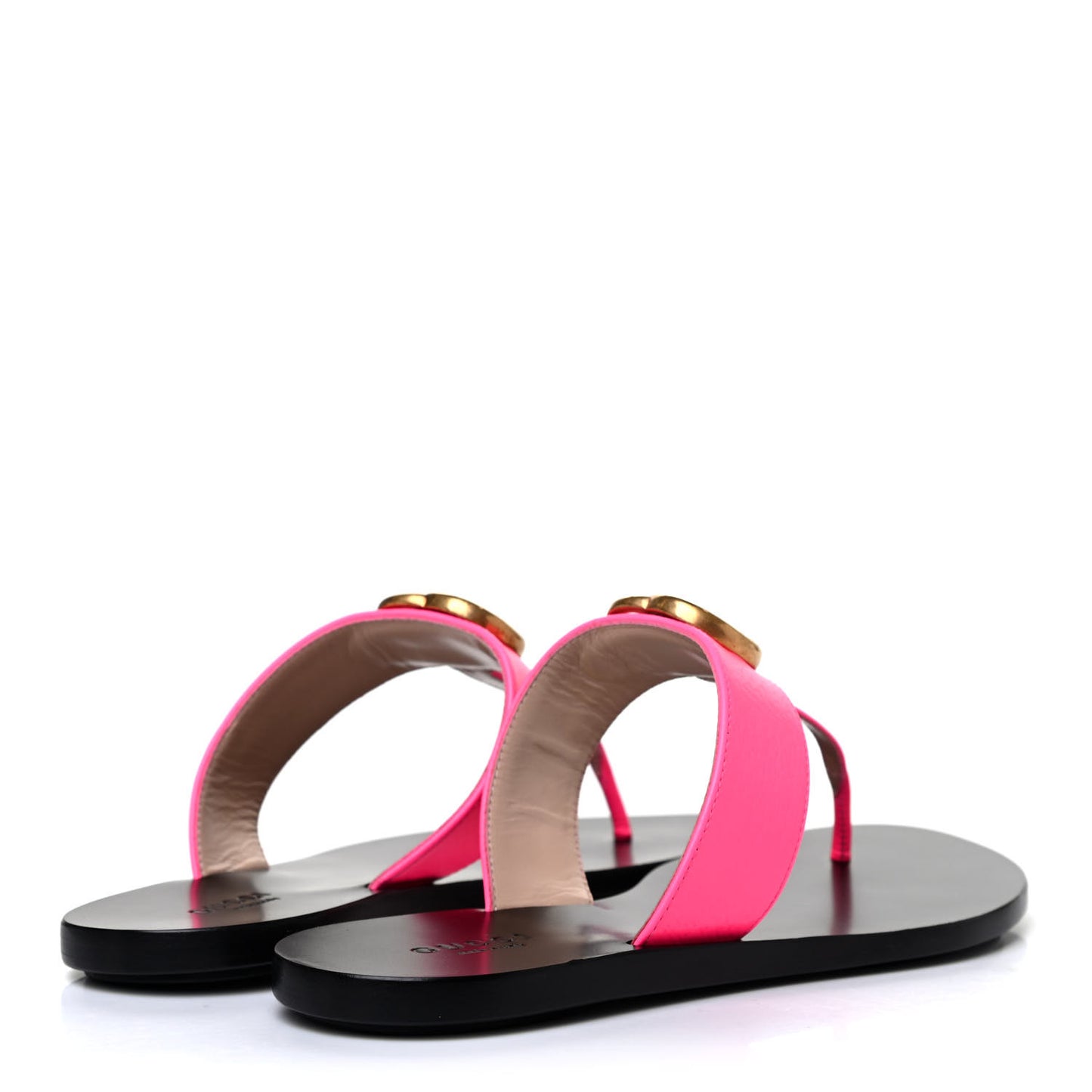 Calfskin GG Marmont Thong Sandals 36 Fuxia Fluo