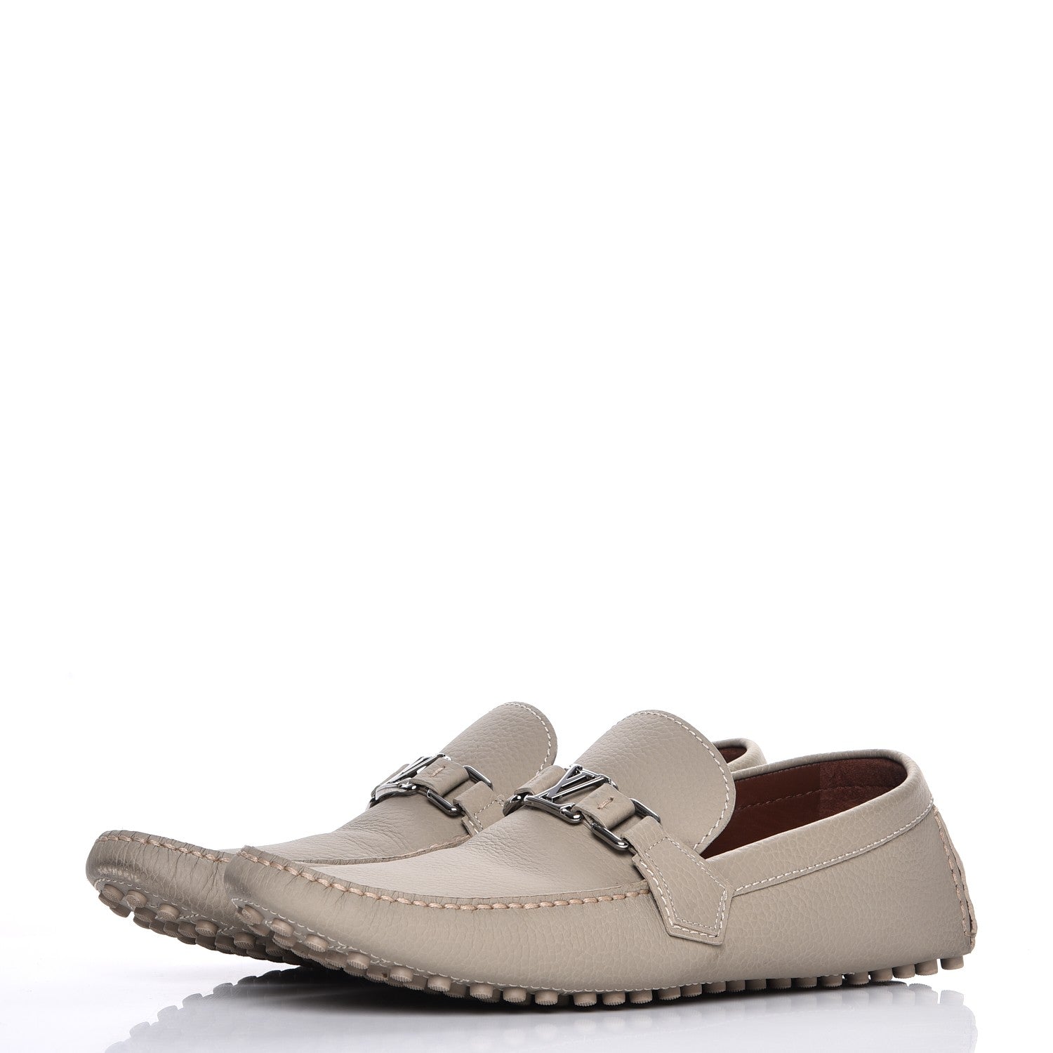 Louis Vuitton Mens Calfskin Hockenheim Moccasin Loafers 11 Beige 3 of 12