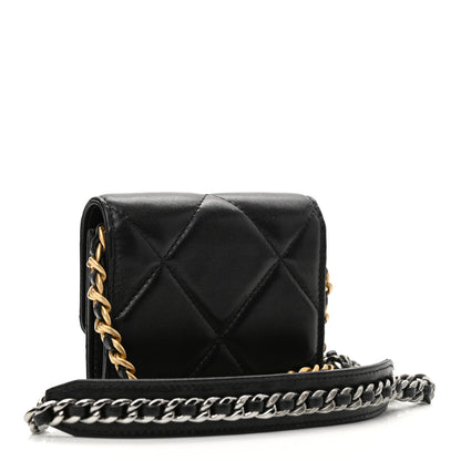 Chanel Lambskin Quilted Chanel 19 Flap Coin Purse With Chain Black 3 of 12