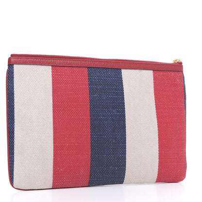 Gucci Canvas Sylvie Stripe Logo Zip Pouch Mystic White Hibiscus Red Maritime 3 of 14