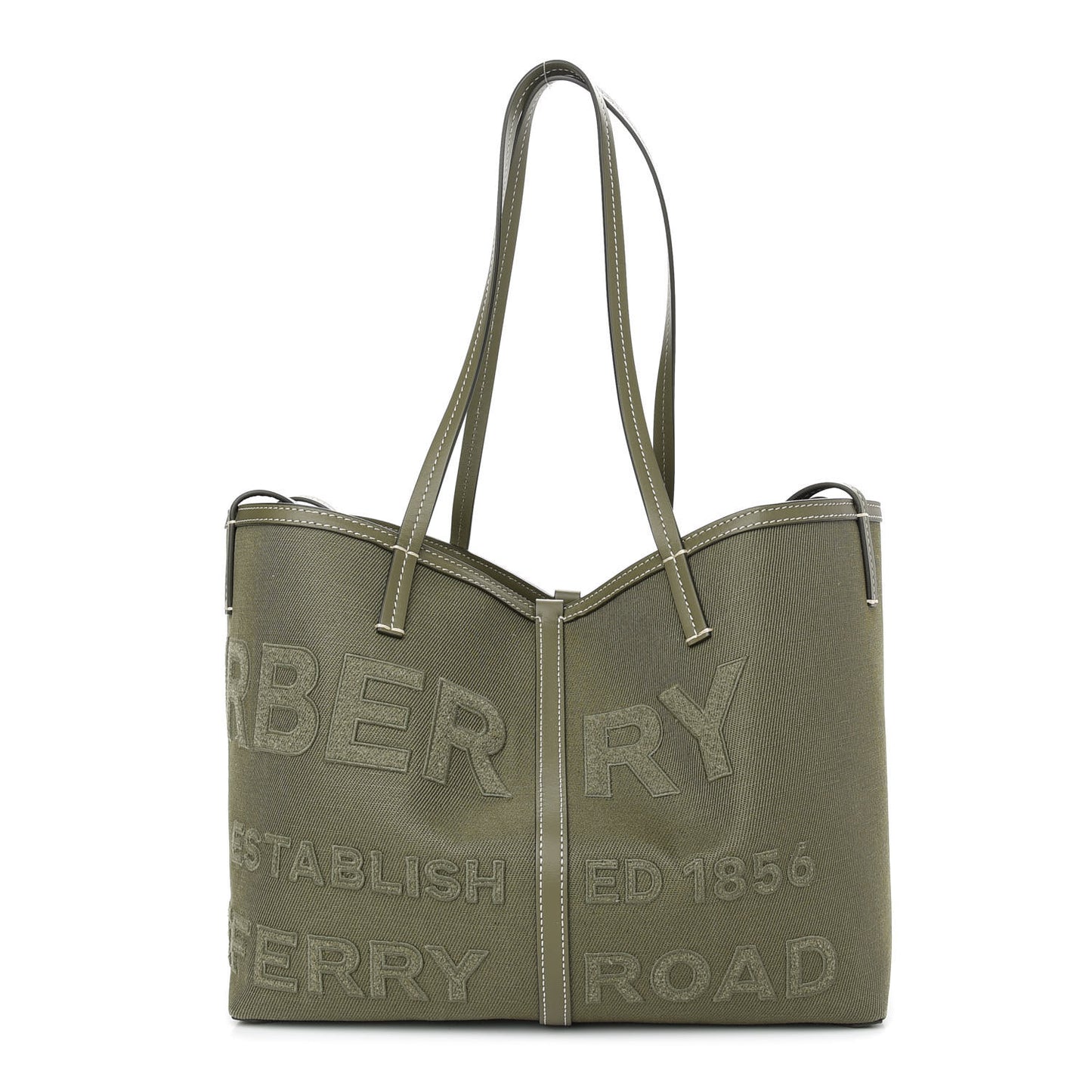 Cotton Canvas Horseferry Print Tote Dark Fern Green