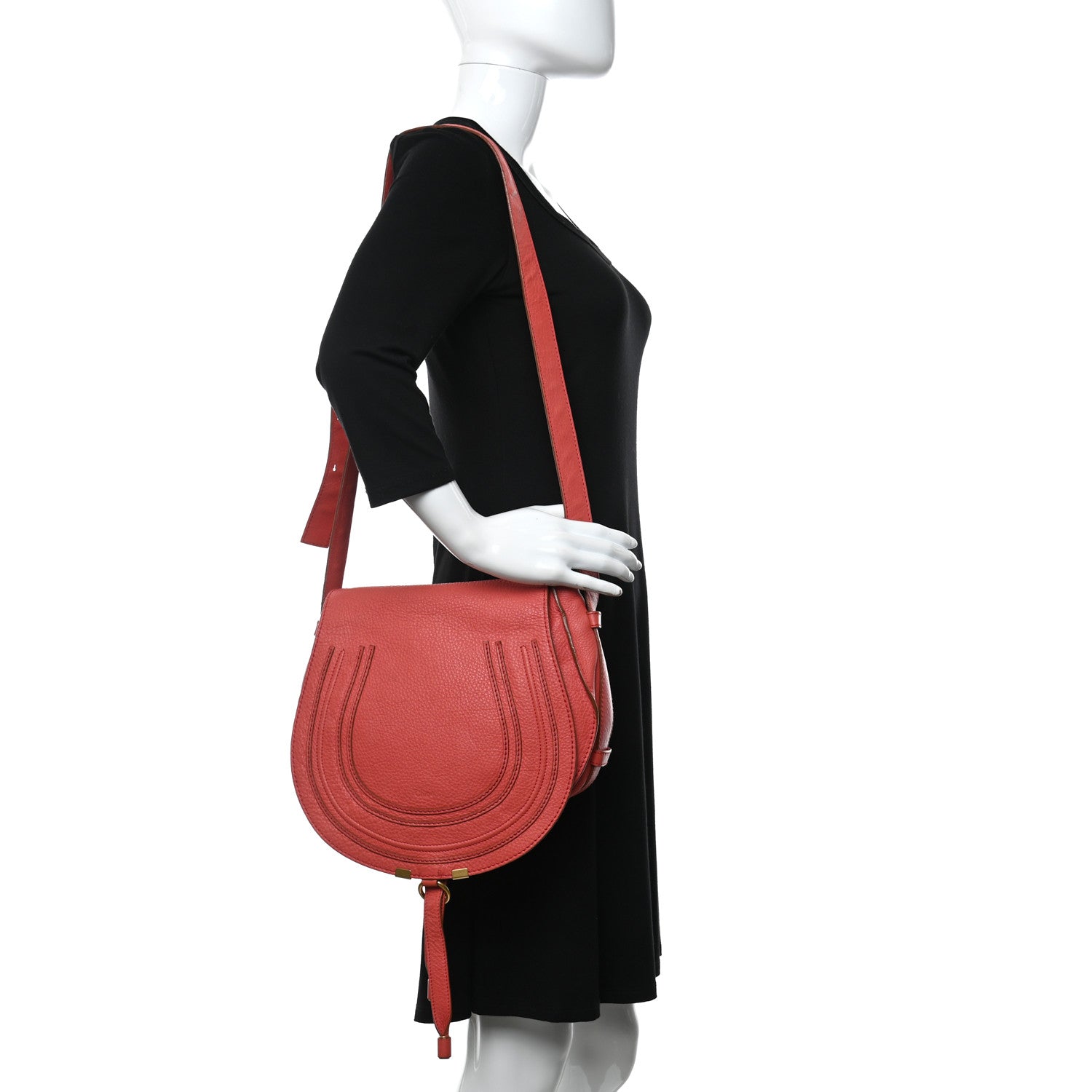 Chloe Grained Calfskin Medium Marcie Saddle Bag Pink 2 of 14