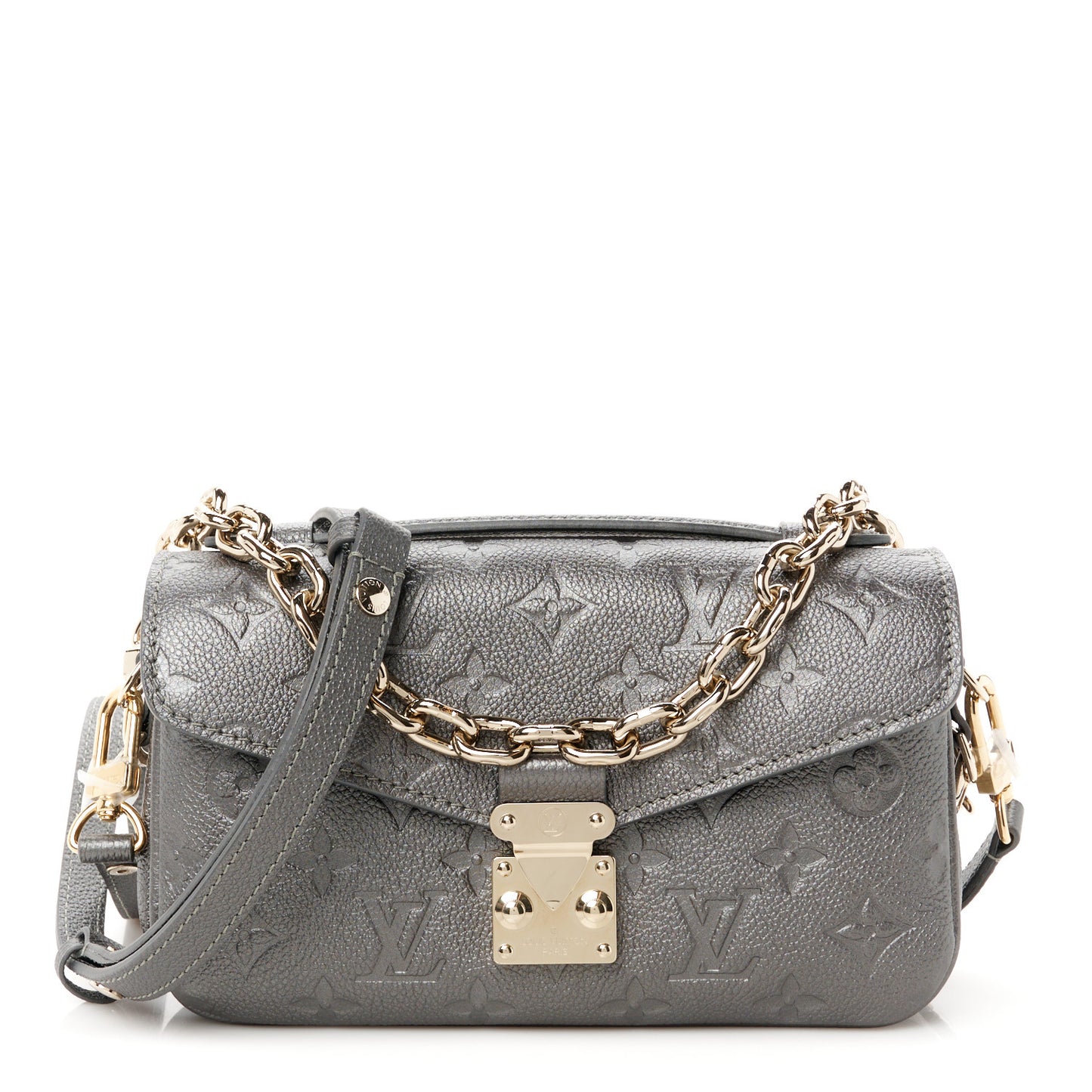 Shimmery Empreinte LV Ski Pochette Metis East West Gun Metal