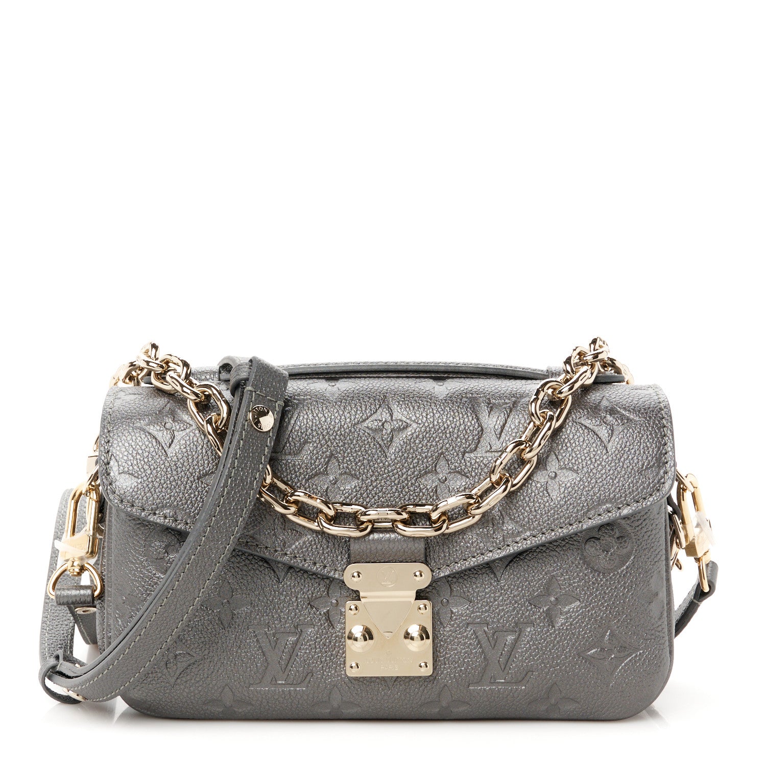 Louis Vuitton Shimmery Empreinte LV Ski Pochette Metis East West Gun Metal 1 of 10