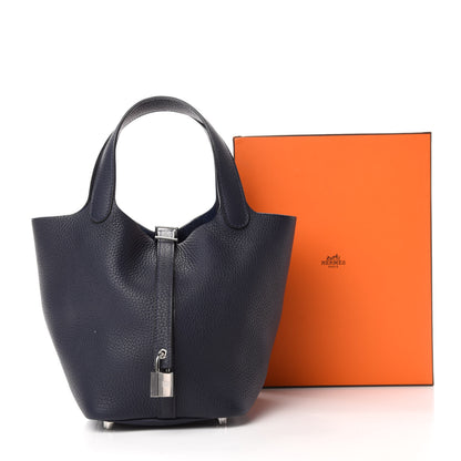 Hermes Taurillon Clemence Picotin Lock 18 PM Bleu Nuit 13 of 13