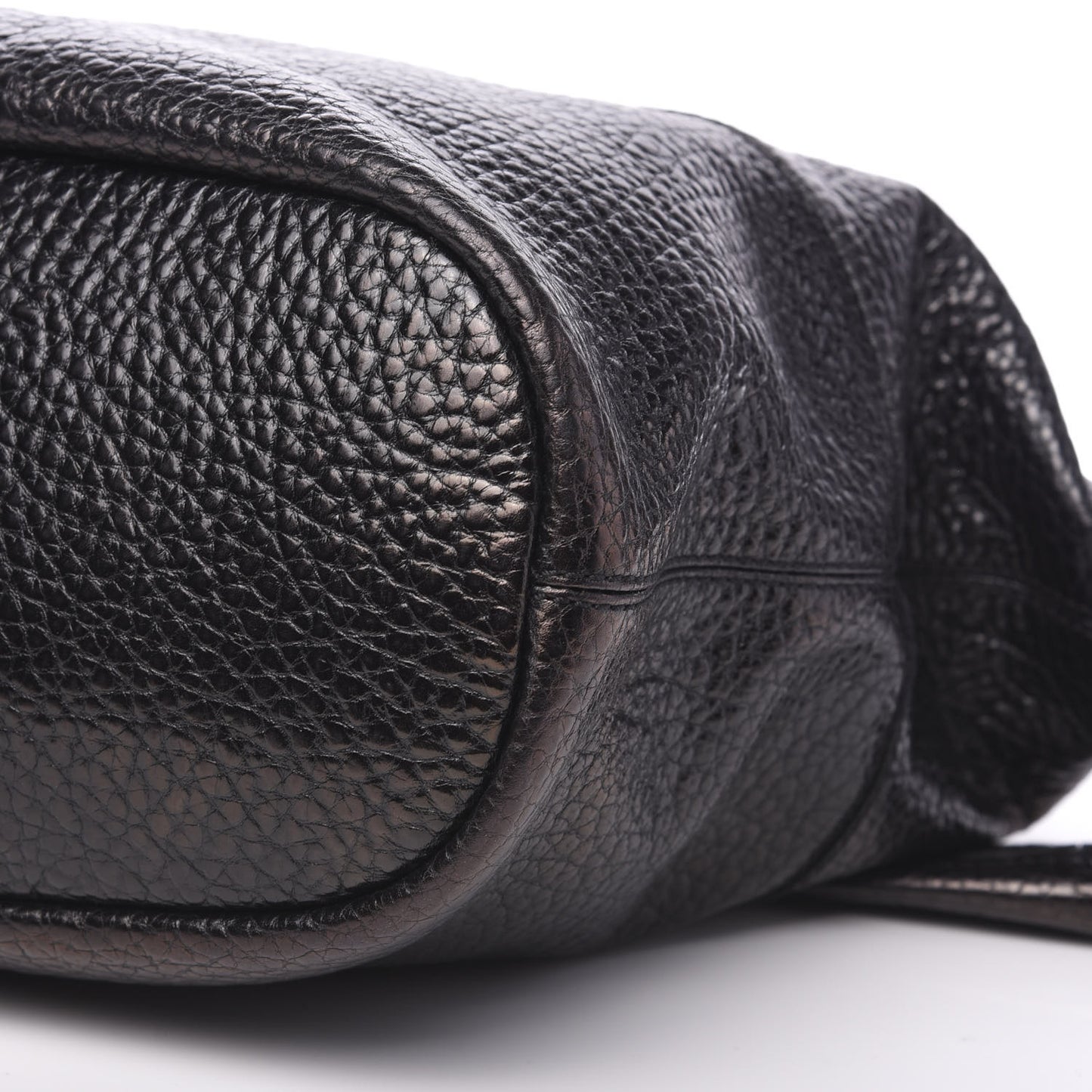 Glazed Pebbled Calfskin Large Nightingale Black