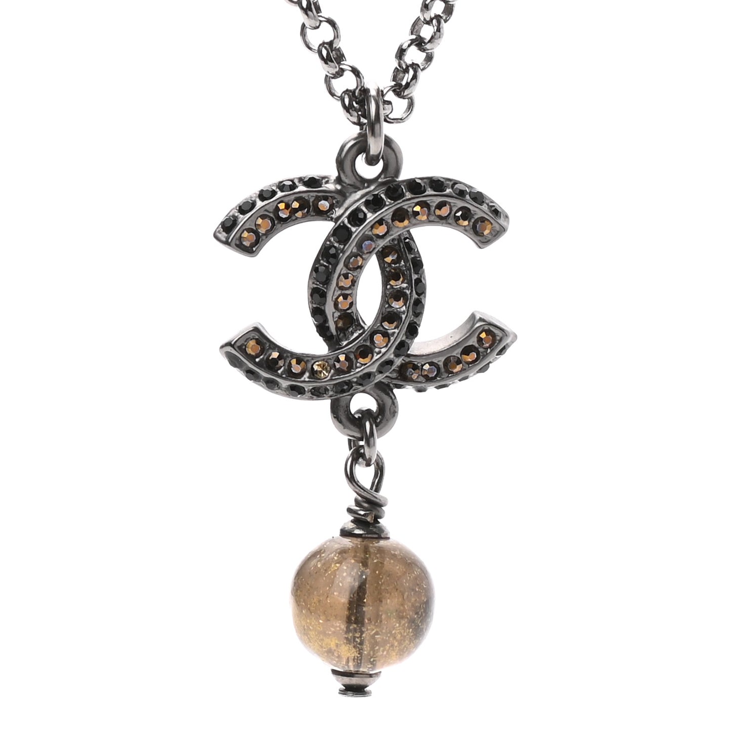 Ruthenium Crystal CC Drop Necklace