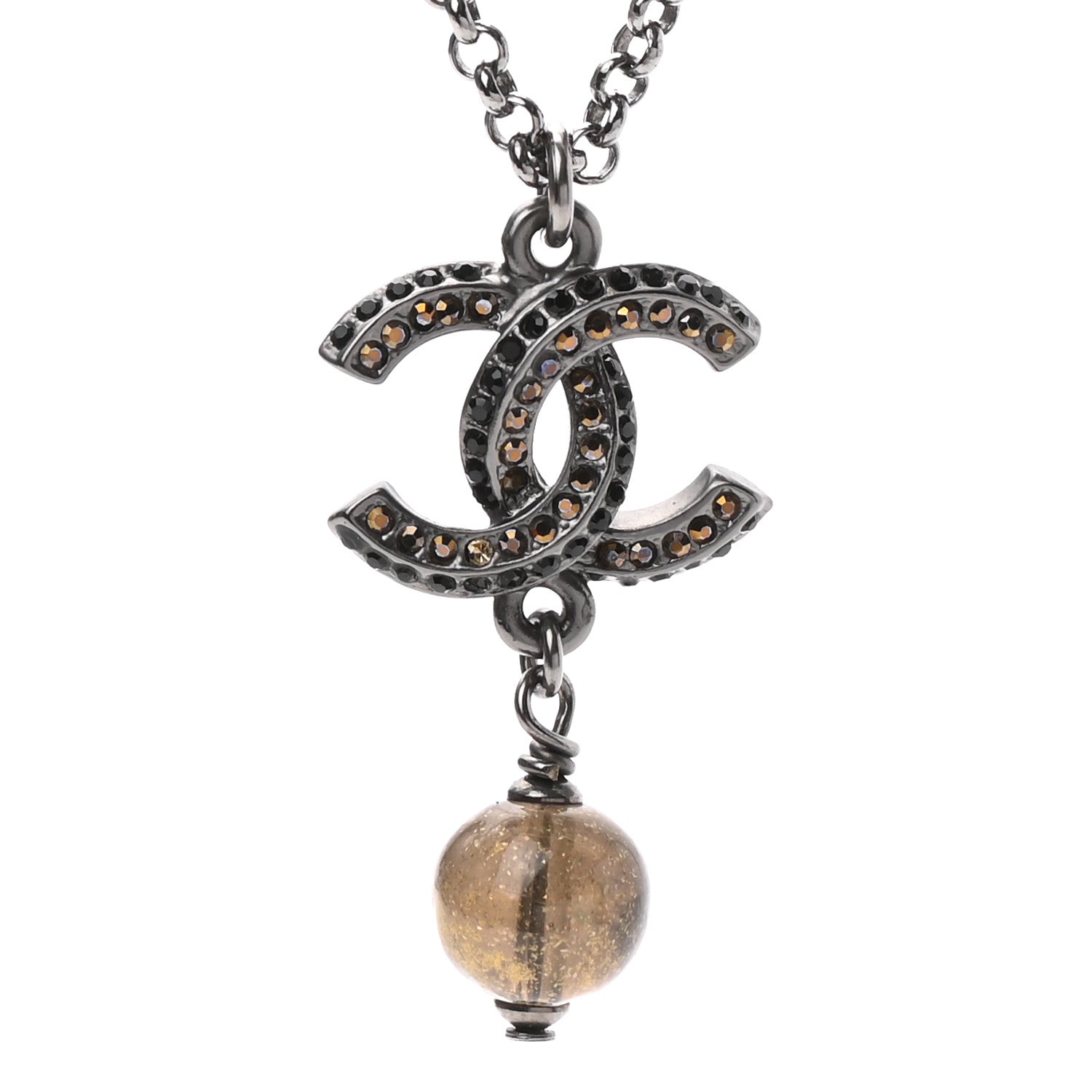 Chanel Ruthenium Crystal CC Drop Necklace 4 of 5