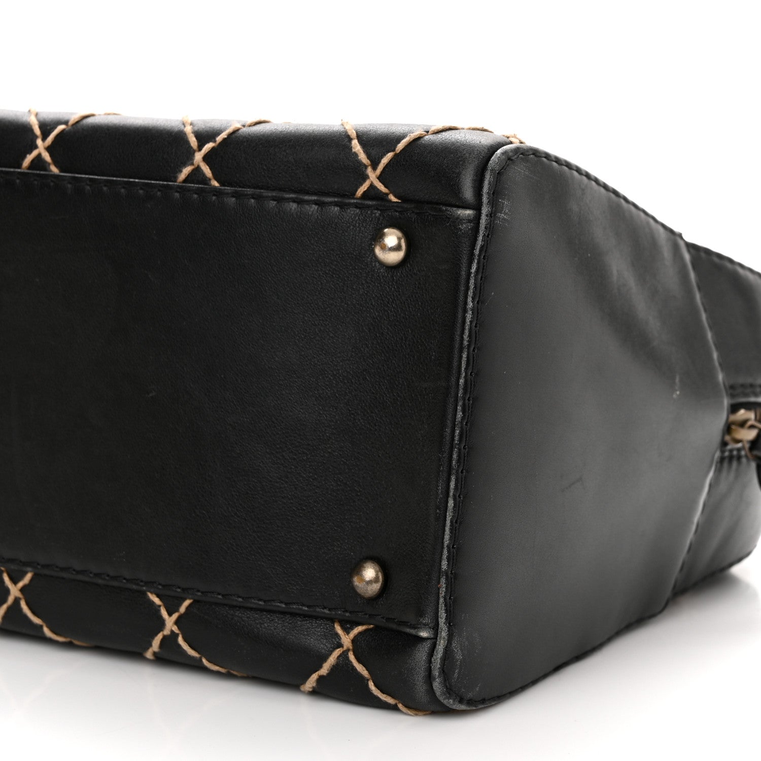 Chanel Calfskin Contrast Stitch Surpique Bowler Black 9 of 13