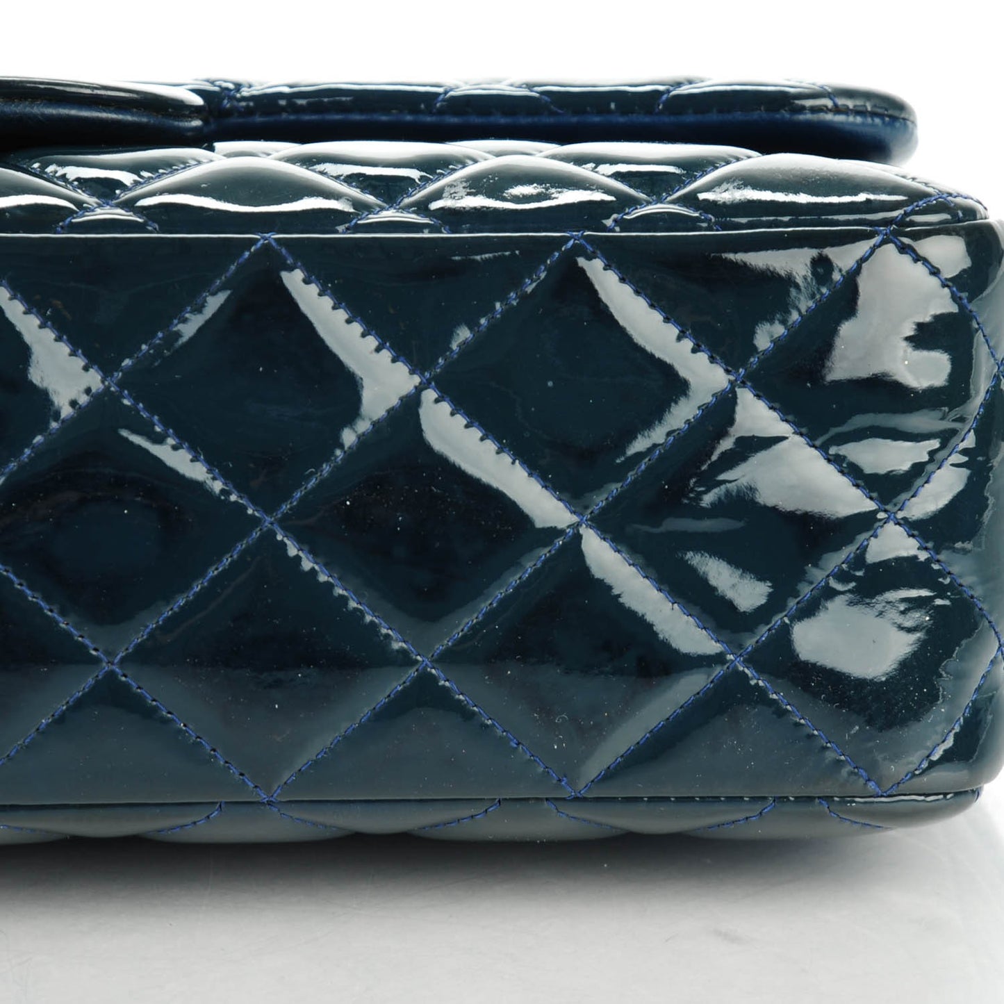 Patent Quilted Jumbo Double Flap Navy Blue