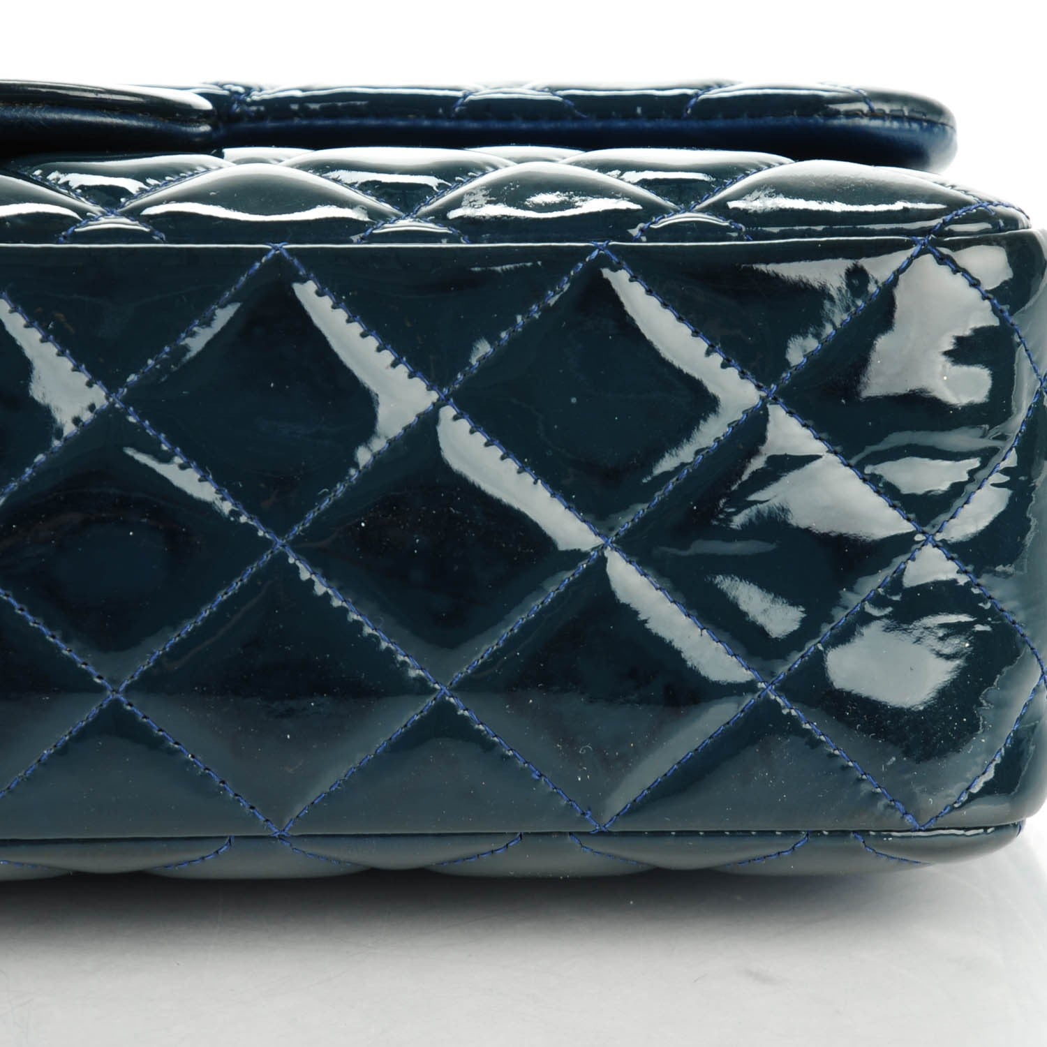 Chanel Patent Quilted Jumbo Double Flap Navy Blue 8 of 10