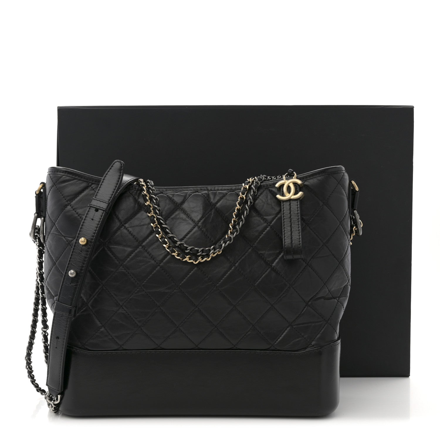 Chanel Aged Calfskin Quilted Large Gabrielle Hobo Black 13 of 13