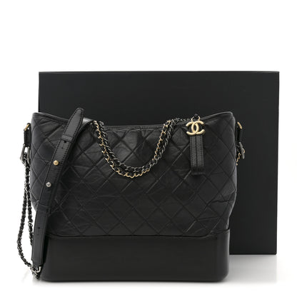 Chanel Aged Calfskin Quilted Large Gabrielle Hobo Black 13 of 13