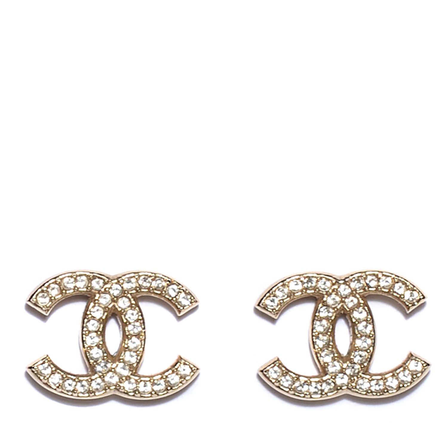 Chanel Crystal CC Earrings Gold 1 of 5