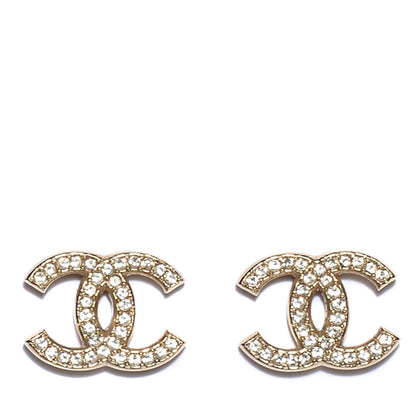 Chanel Crystal CC Earrings Gold 1 of 5