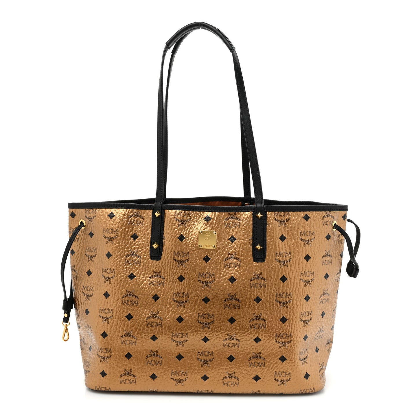 Metallic Visetos Medium Shopper Tote Gold
