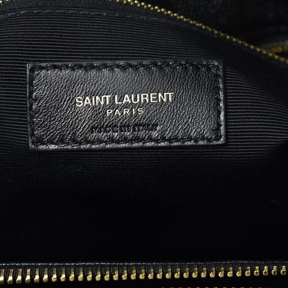 Saint Laurent Grain De Poudre Matelasse Chevron Monogram Shopping Bag Black 6 of 9