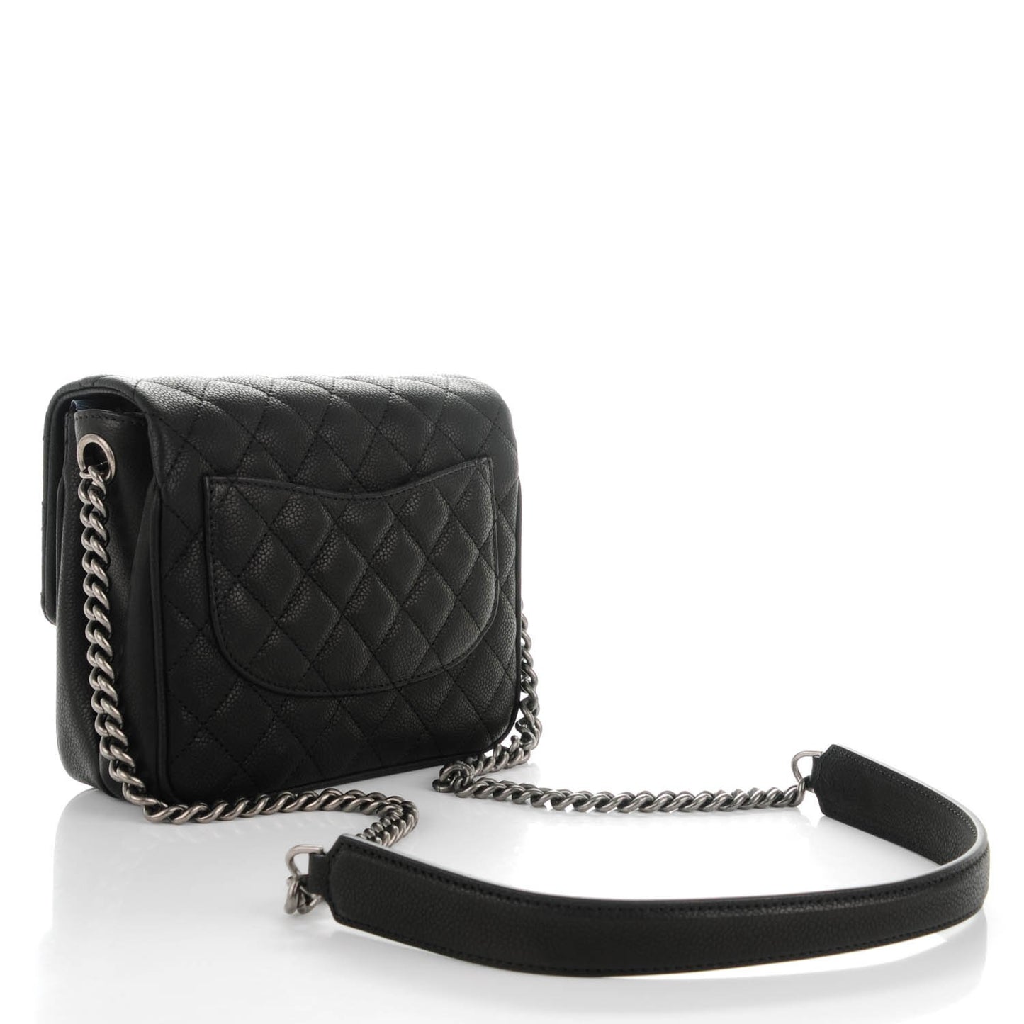 Caviar Quilted Small Rock In Rome Flap Black