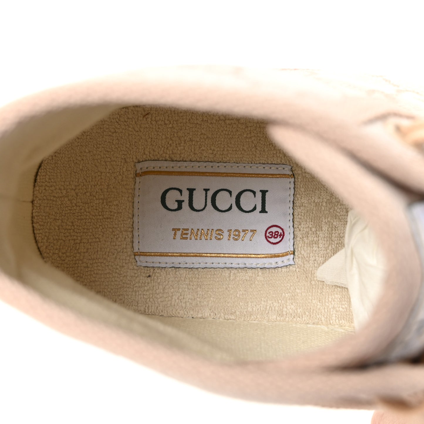 New Canvas GG Monogram Womens Tennis 1977 High Top 55mm Platform Sneakers 38.5 Skin Rose Dark Skin Rose