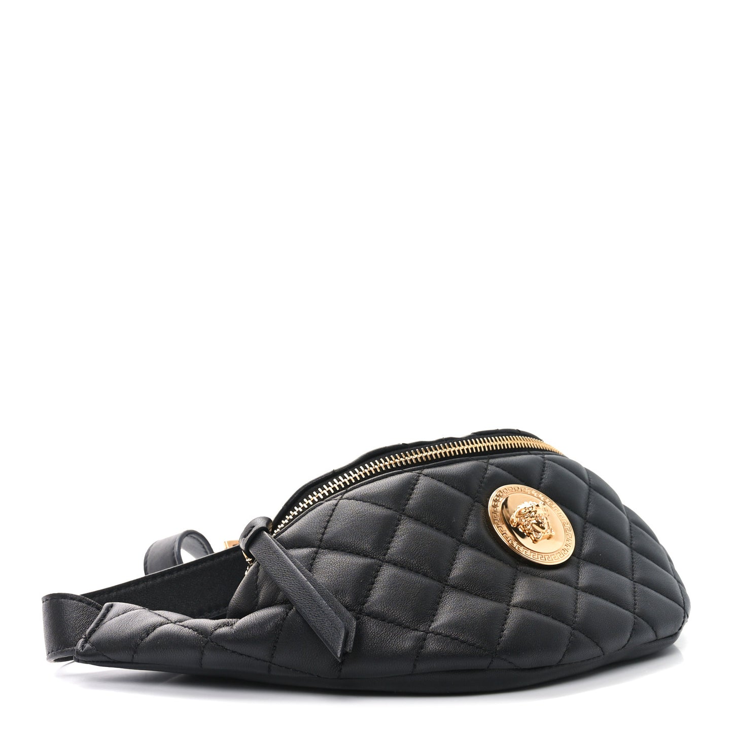 Nappa Quilted Medusa Belt Bag Black