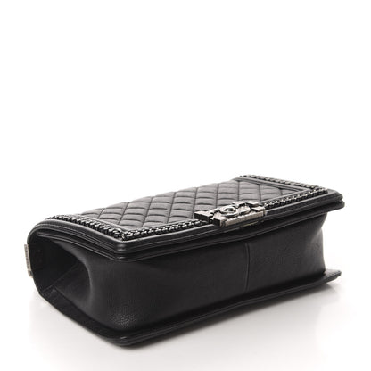 Chanel Calfskin Quilted Medium Boy Top Handle Flap Black 4 of 11