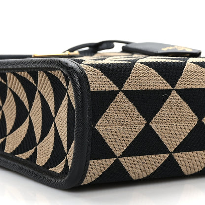 Prada Jacquard Saffiano Triangolo Symbole Embroidered Micro Tote Black Corda 7 of 9