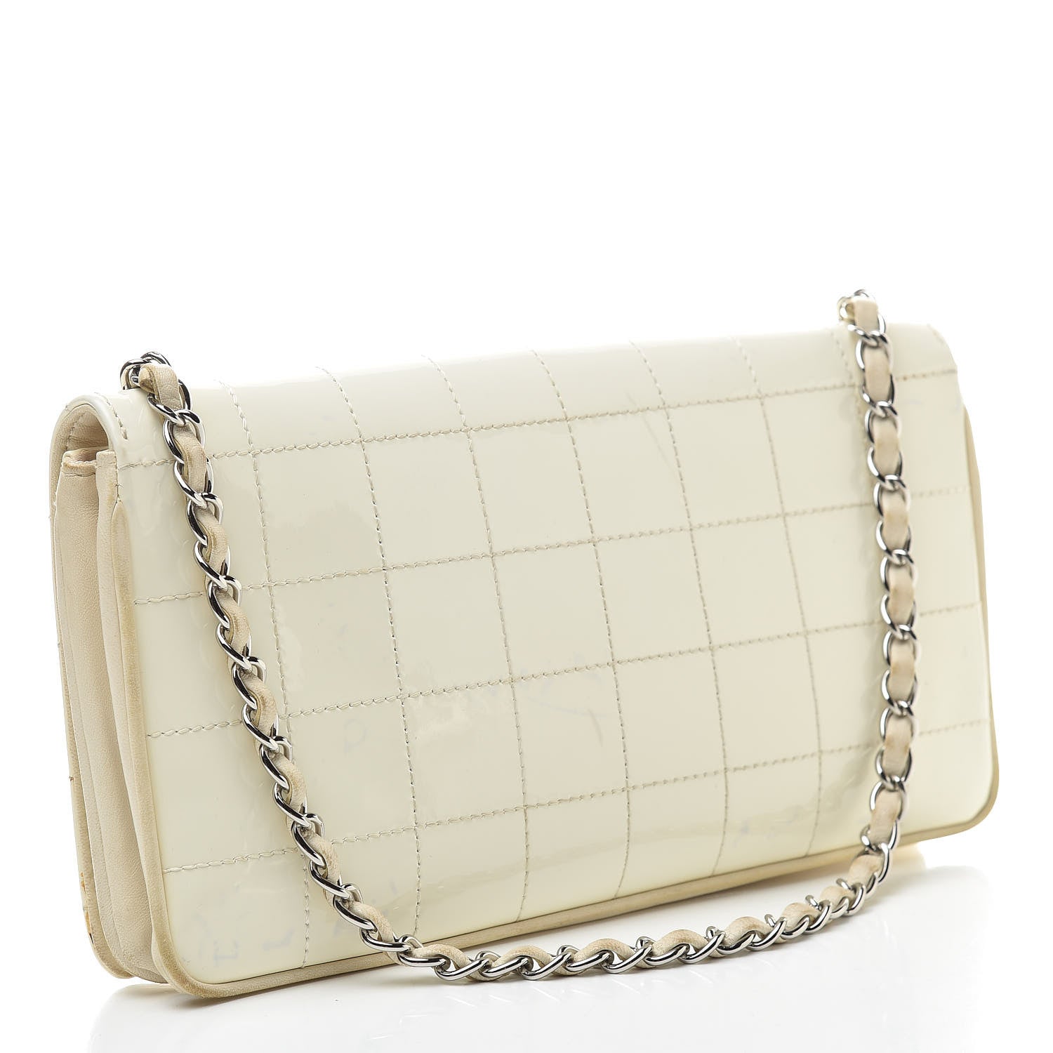 Chanel Patent Square Stitched CC Flap Clutch White 3 of 21