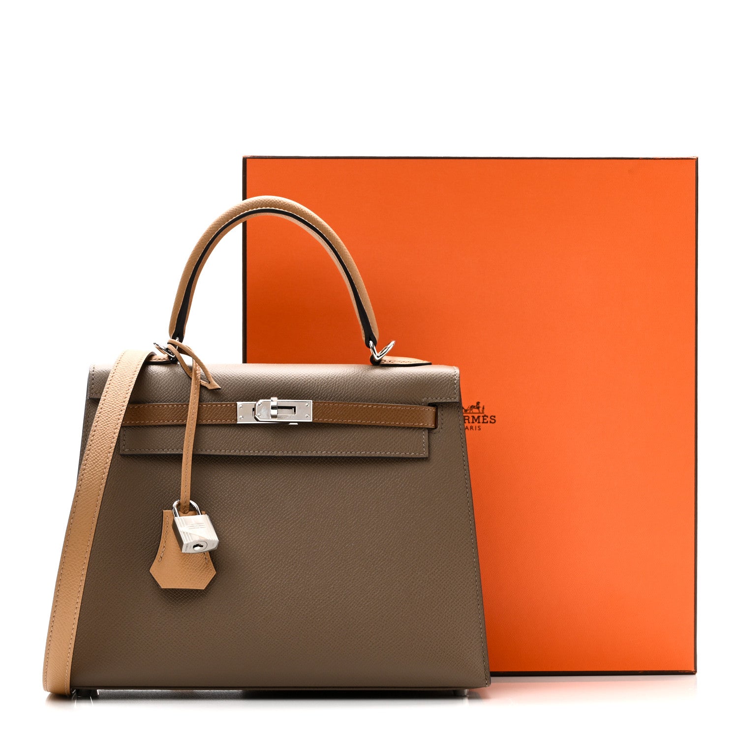 Hermes Epsom Tri-Color Kelly Sellier 25 Etoupe Alezan Biscuit 11 of 11