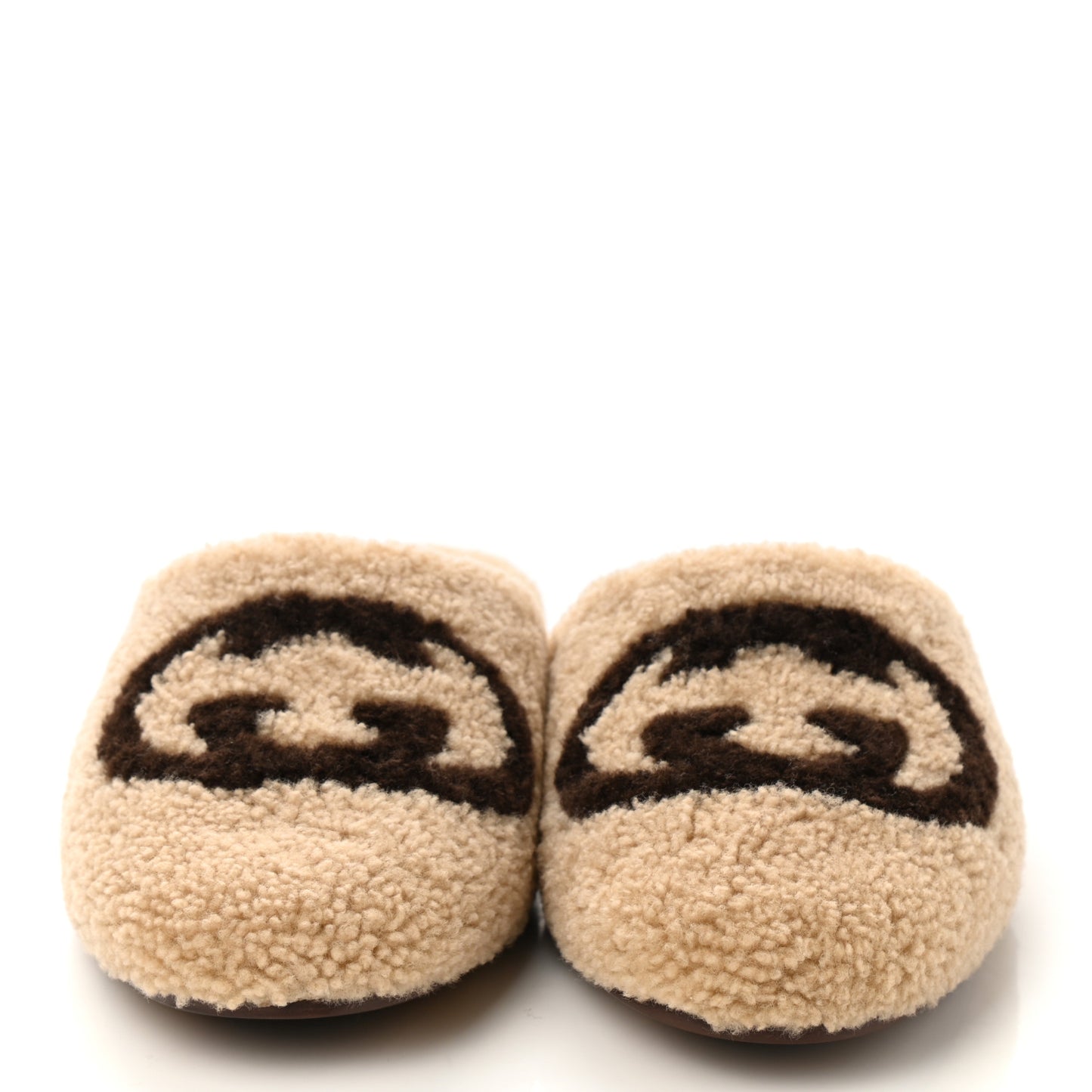 Shearling Interlocking G Womens Eileen Slippers 38 Butterscotch Cocoa