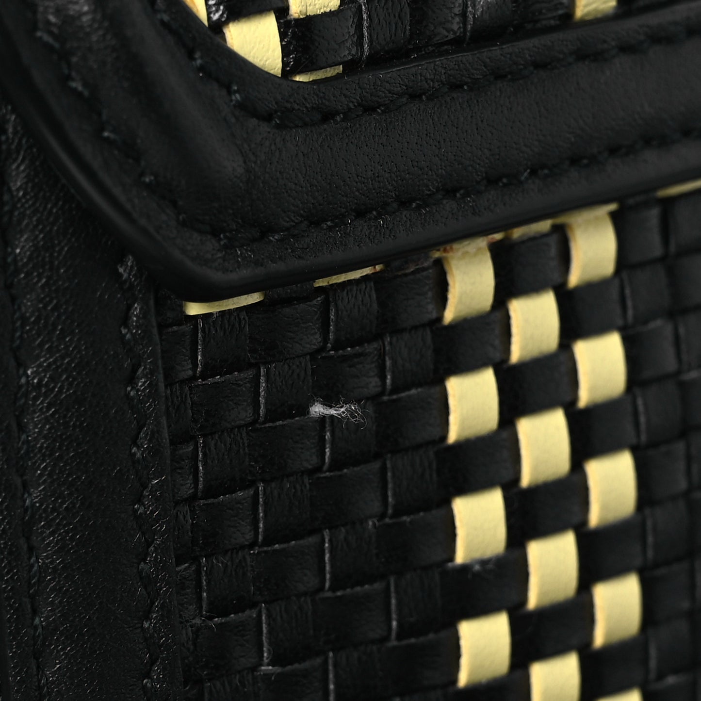 Lambskin Woven Plaid Micro PS1 Satchel Black Butter Toast