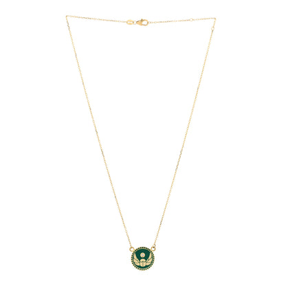 Foundrae 18K Yellow Gold Diamond Enamel Petite Champleve Protection Stationary Necklace Green 3 of 5