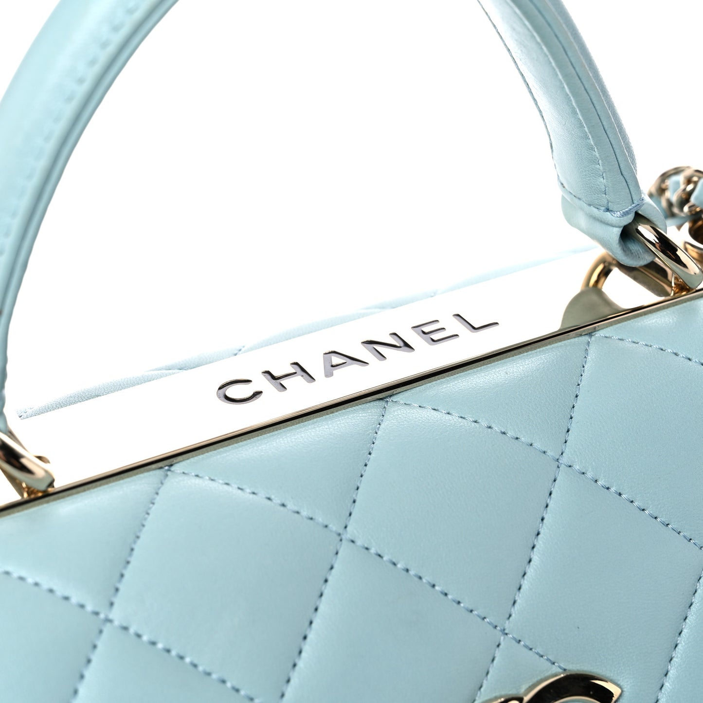 Lambskin Quilted Small Trendy CC Flap Dual Handle Bag Light Blue