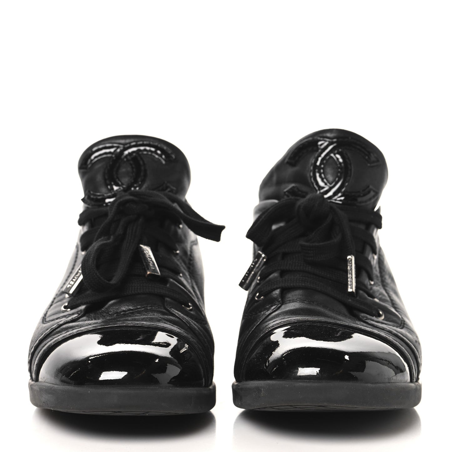 Lambskin Patent Cap Toe CC Sneakers 39.5 Black