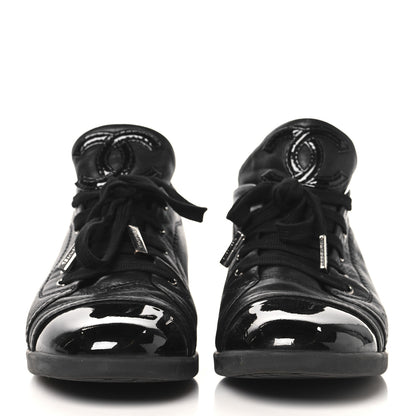 Chanel Lambskin Patent Cap Toe CC Sneakers 39.5 Black 3 of 9