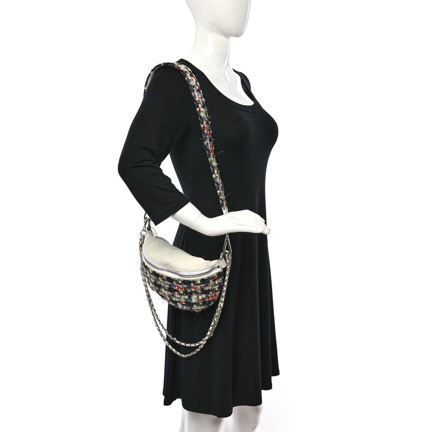 Lambskin Tweed Waist Bag Ecru Red Blue