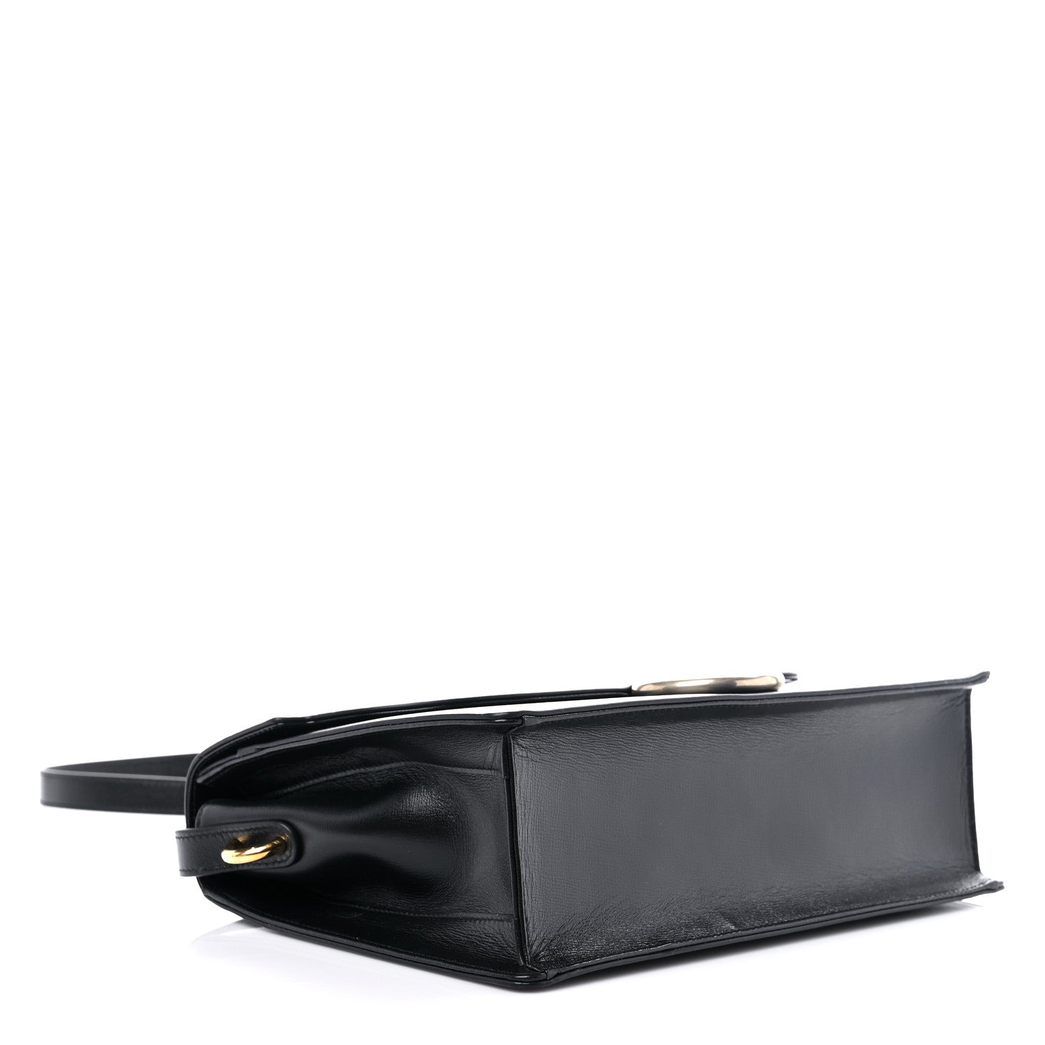 Gucci Textured Calfskin Medium Torchon GG Ring Shoulder Bag Black 4 of 8