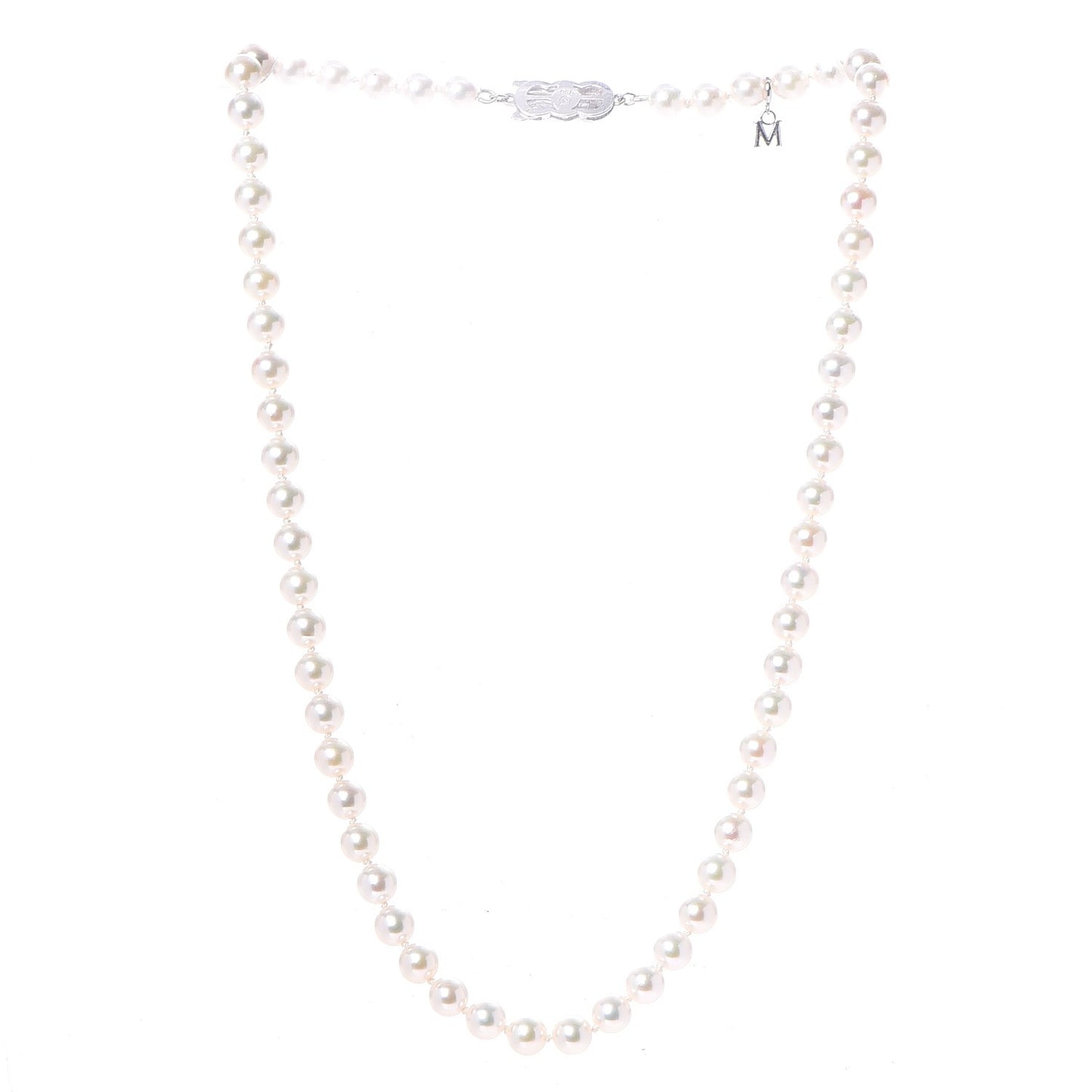 18K White Gold Akoya Cultured Pearl 6.5mm Strand Necklace 18