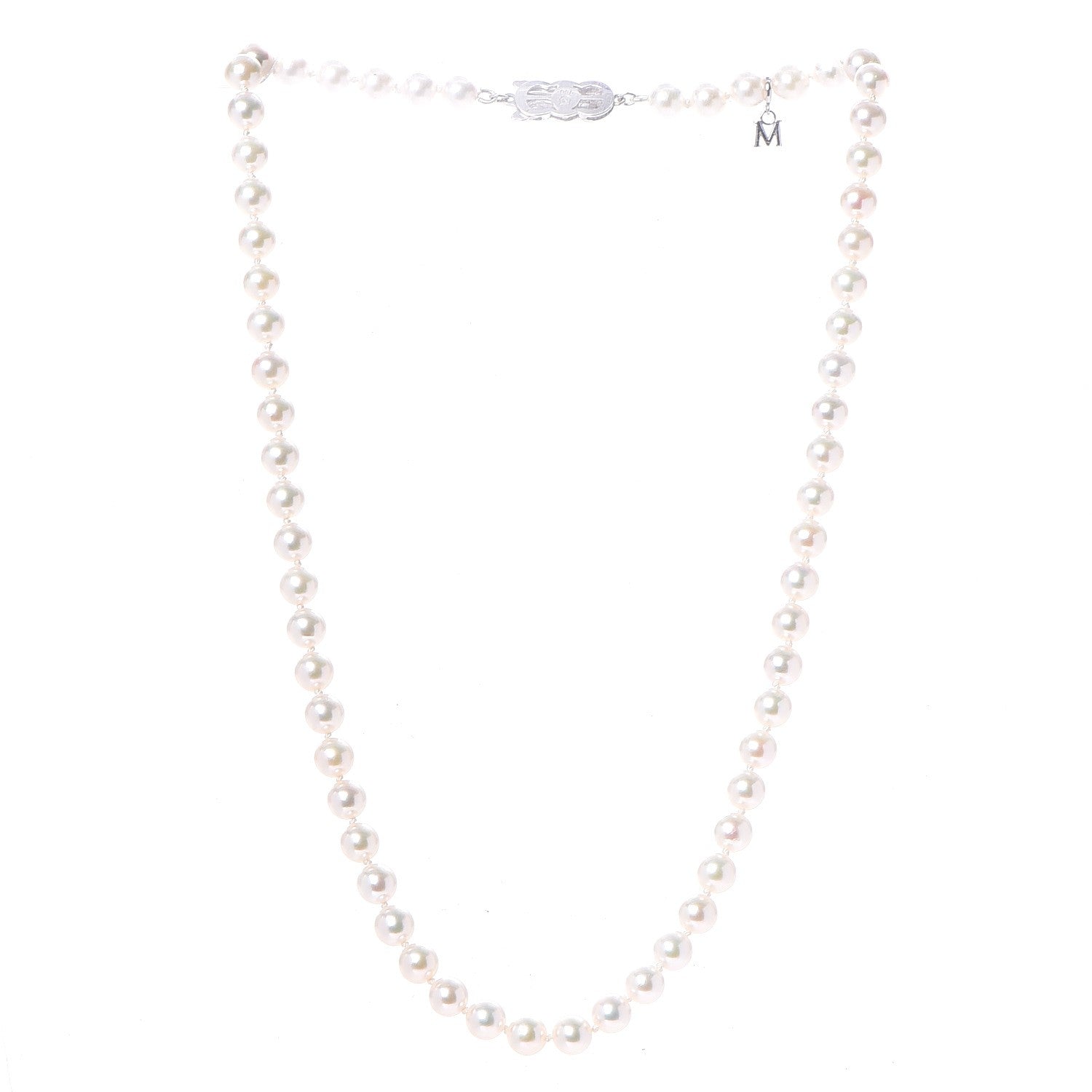 Mikimoto 18K White Gold Akoya Cultured Pearl 6.5mm Strand Necklace 18 3 of 6